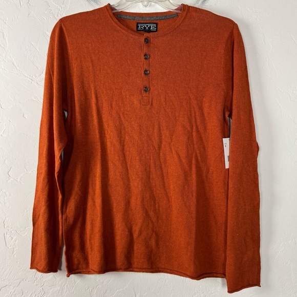 Stitch‎ Fix Hawker Rye Henley Knit Top Pullover Sweater Shirt Rust Orange Linen - Picture 1 of 7